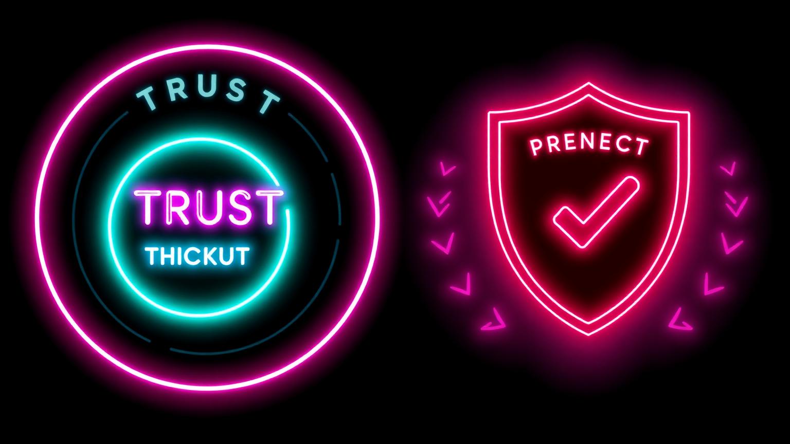 Tesla Wealth Script trust badges - secure verified neon